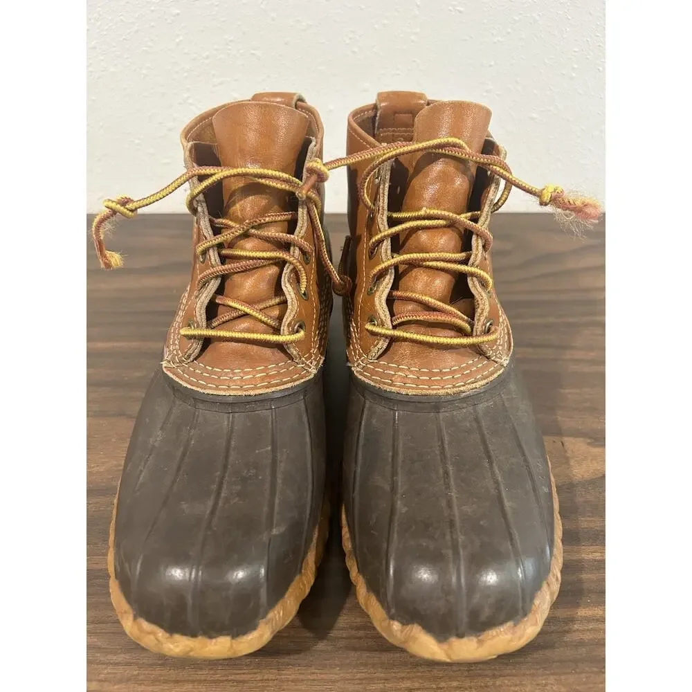 LL Bean Boots 6 Inch Original Men's Size 9M Made In USA Tan Brown Gum Leather